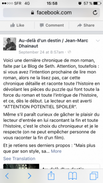 Page Facebook de Jean-Marc Dhainaut